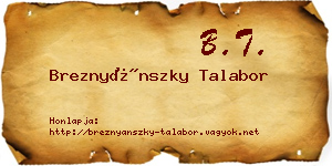 Breznyánszky Talabor névjegykártya
